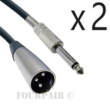 2 Pack Lot 50ft XLR 3-Pin Male to 1/4" Mono Shielded Microphone Mic Audio Cable