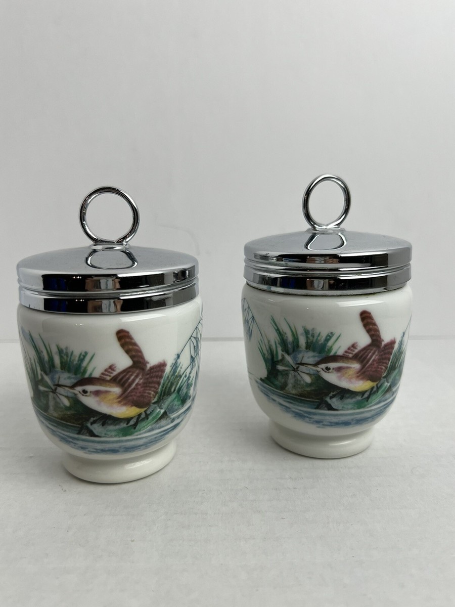 Royal Worcester Egg Coddler Pair Birds Single 1950 Porcelain  Pair of Royal Worcester Porcelain Egg Coddlers. main image 2