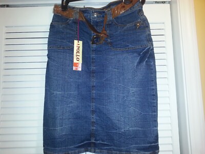 APOLLO JEANS STRETCH SKIRT WITH BELT RN119061 83% COTTON 15%POLYESTER 2% SPANDEX