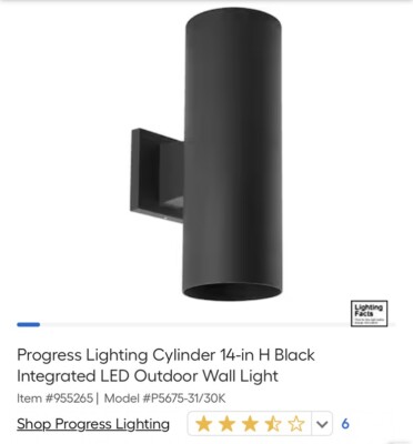 (1) NEW Progress Lighting 2-Light Black Outdoor Wall Lantern P5675-31 14''