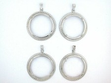FOUR SILVER COLOR 38MM ROUND CABOCHON SILVER ...
