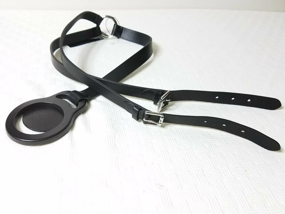 RALPH LAUREN MADE IN ITALY BLACK LEATHER TRISTRAP STACKED BUKLE BELT Sz S - Image 2 of 4