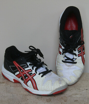 EUC KIDS* ASICS* GEL RESOLUTION 5 * TENNIS SHOES ~ WHITE / FIERY RED / BLACK ~ 6