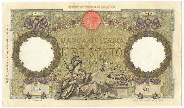 100 LIRE CAPRANESI AQUILA ROMANA FASCIO ROMA PRIMA DATA 05/10/1931 SPL-