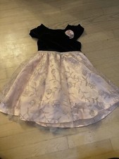 NWT Biscotti Black pink Glitter Flower Velour Tulle Dressy Dress-4T- 88