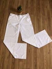 Burberry London White Cotton Trouser Pants Wide Leg Size 12 Made in Italy