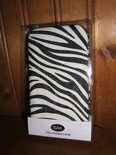 SAX Cell Phone Sparkle Black & White Zebra Design Phone Case (New)