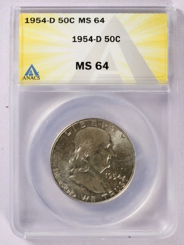1954-D Franklin Half Dollar - ANACS MS64