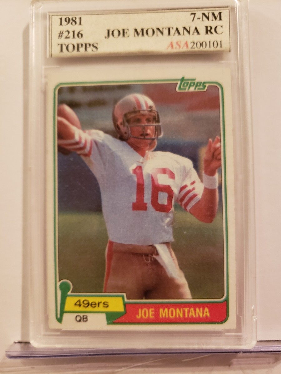 JOE MONTANA Rookie RC 1981 Topps Football Card #216 vtg HOF