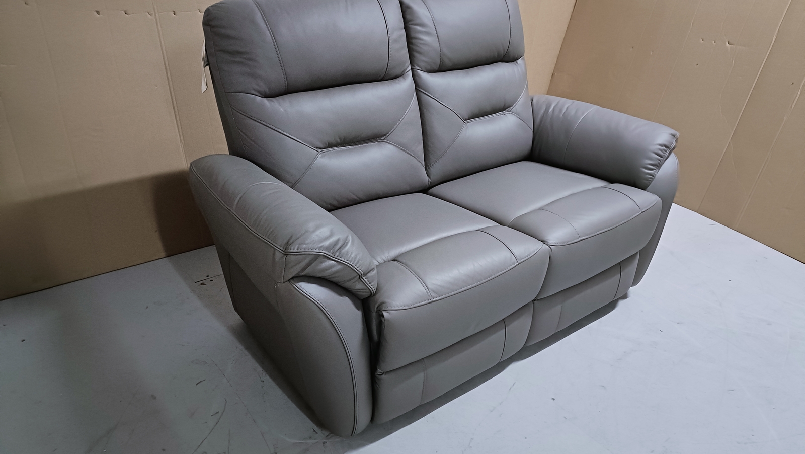 ScS Rafa Dark Grey Self Stitch Self Pipe Leather 2 Seat Static Sofa RRP