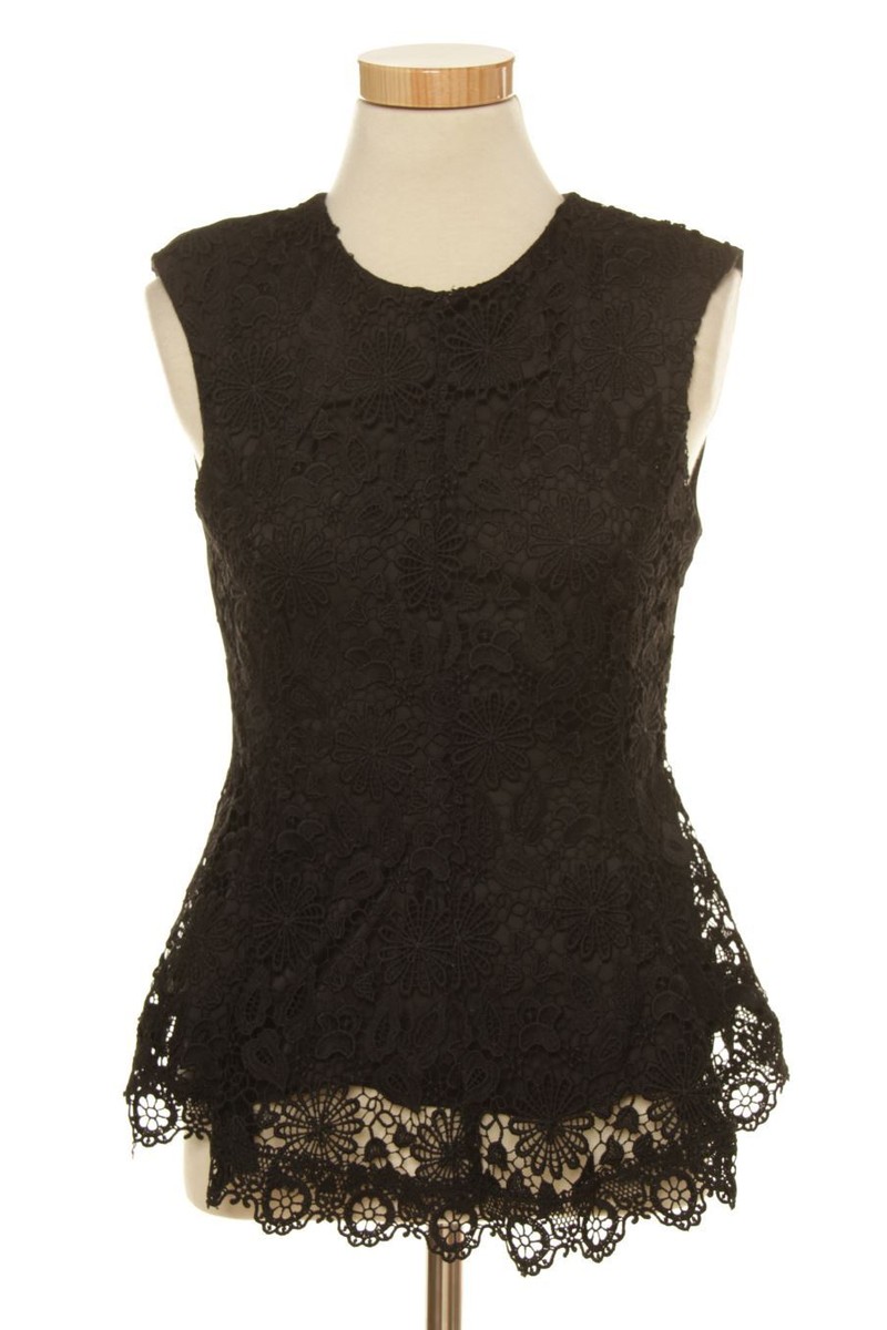 Zara Lace Peplum Black Top Blouse Shirt Bloggers Size S Small M