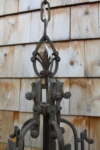 Antique Lincoln Art Deco Slip Shade Ceiling Light Fixture Chandelier Fleur Lys - Picture 6 of 16