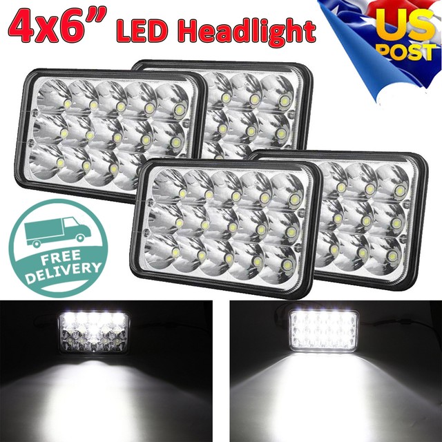 4pcs 4X6" CREE LED Headlights for Peterbilt Freightliner Western Star 4900 Semi eBay