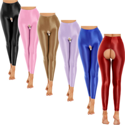 Womens Pantyhose Workout Trousers Elastic Waistband Pants Solid Color Clubwear