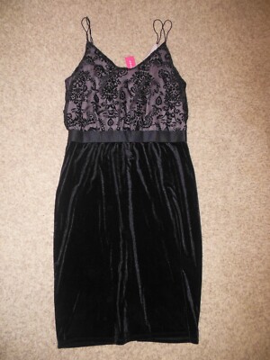NWT Xhilaration Large Velour Flocked Cutouts Fancy Midi Little Black Dress Strap