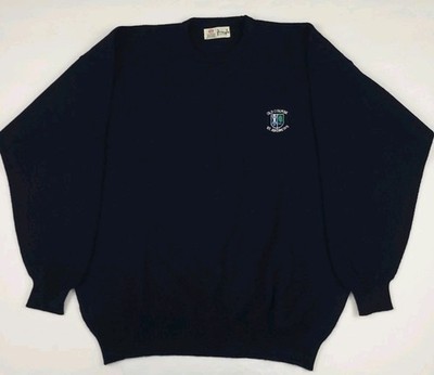 Vintage 80s Pringle 100% Lambswool Old Course St Andrews Sweatshirt Golf Navy 