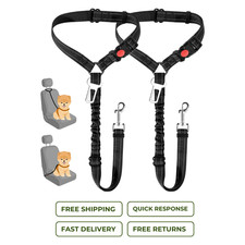 Dog Seat Belt for Car, 2 Pack with Elastic Bungee and Reflective Safety Clip