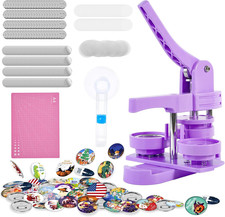 DIY Button Maker Machine Kit - 2.25" Press with 100 Badge Supplies Purple