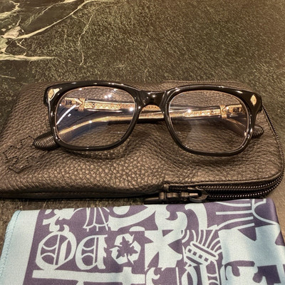 Chrome Hearts Black Full Rim Eyeglasses Frames Plastic/Metal Made in Japan