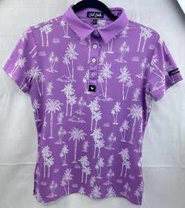 Bad Birdie Women’s Golf Polo Size Small Purple & White Palm Trees