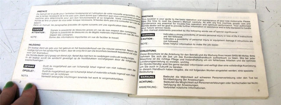 HONDA Scoopy Scooter Owners Handbook 1980s #NR 51 SH5.000 Multi Lang - Image 2 of 4