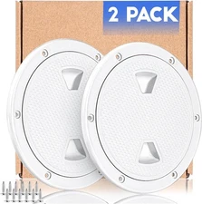 2X Marine Hatch 6" Round Non Slip Inspection Hatch 250mm White Detachable Cover 