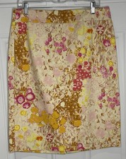 J. Crew Size 10 Sunshine Peony Floral Pencil Skirt Cotton Cottage Preppy Office