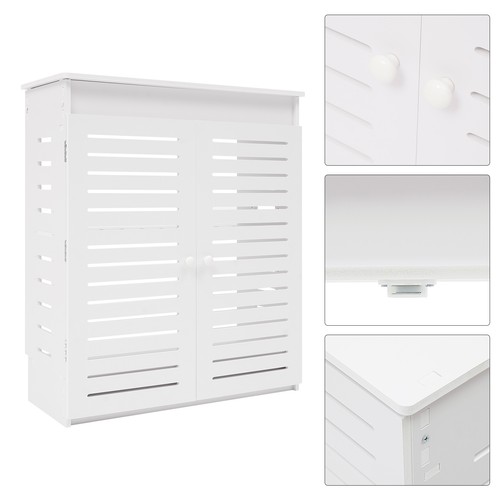 Armadio Portaoggetti Router in PVC Bianco 60x70x25cm Organizer con Gestione Cavi - Foto 12 di 20