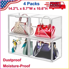 4 Packs Clear Plastic Handbag Storage Organizer For Closet, Acrylic Display Case