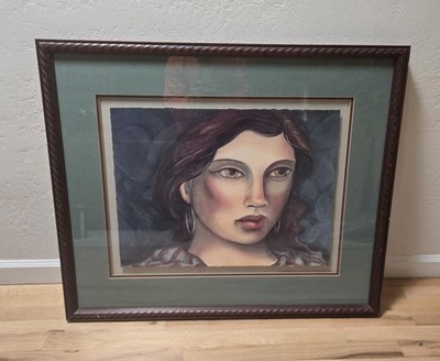 Miguel Martinez Woman Portrait Framed Art Print 1992 30x36''