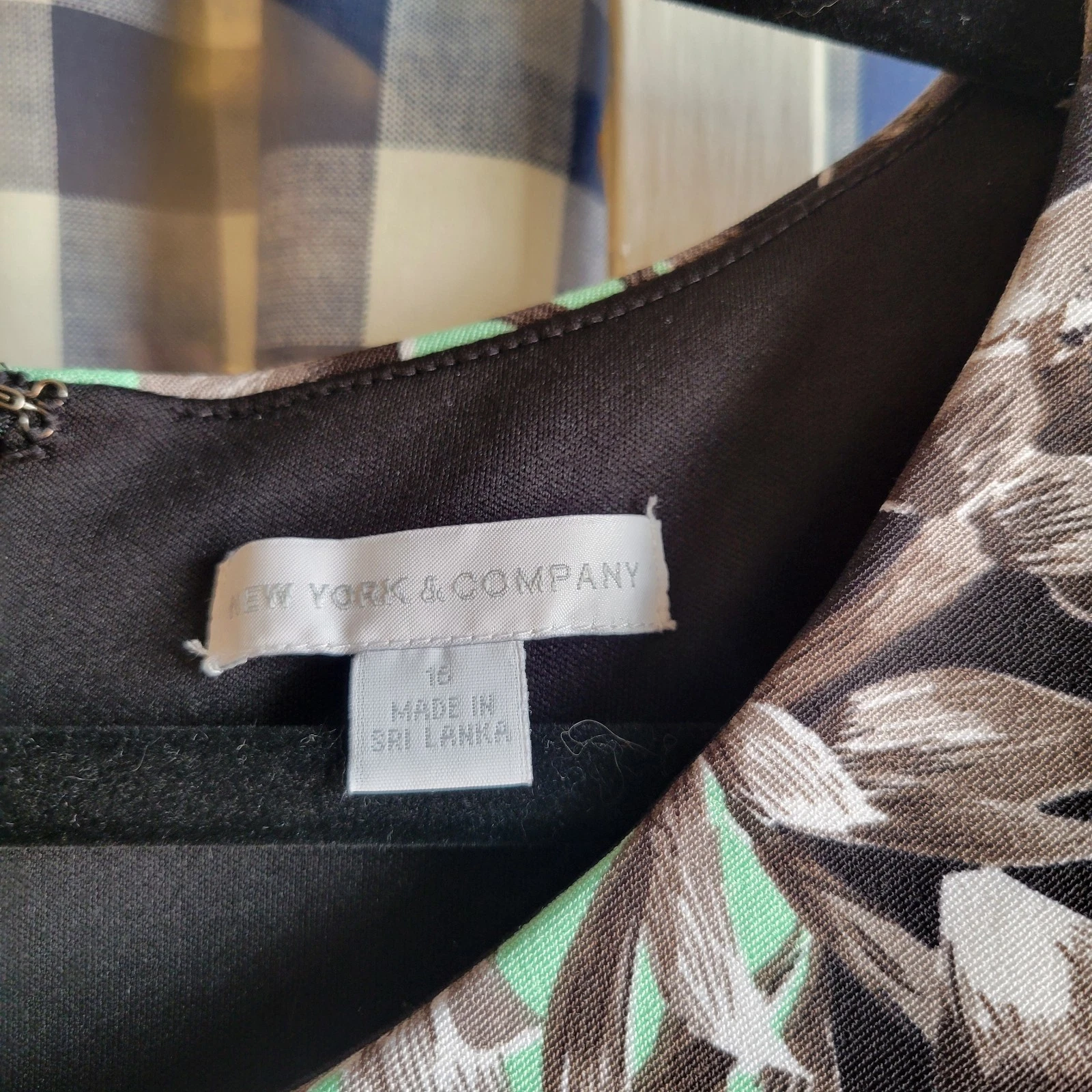VETEMENTS Abito donna New York & Co nero grigio verde floreale foderato senza maniche taglia 16