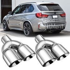 9.5 Quad Exhaust Tips 2.5 In 3.5 Out Double Wall For F15 X5 M-tech 2014-2018