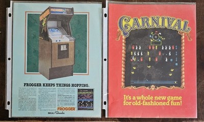 SEGA GREMLIN FROGGER & CARNIVAL ARCADE VIDEO GAME FLYERS EXCELLENT CONDITION 