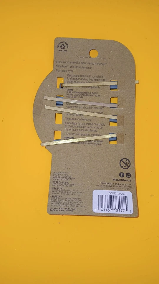 Goody Bobby Pins Womens 4 ct Blue Woodgrain Plant Based SlideProof Renewable - Image 2 of 2