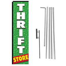 Thrift Store Outdoor Business Advertising Rectangle Feather Banner Swooper...