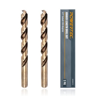 1/2'' Cobalt Drill Bits - 2 Pack - 6'' Length - M35 HSS Jobber Length Twist Bit...