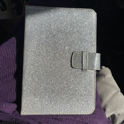 Silver Glitter Folio Cover Case for Apple iPad Mini (1, 2, 3)