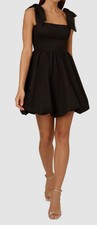 Adrianna Papell Women's Black Tie-Shoulder Bubble Dress Size: 6