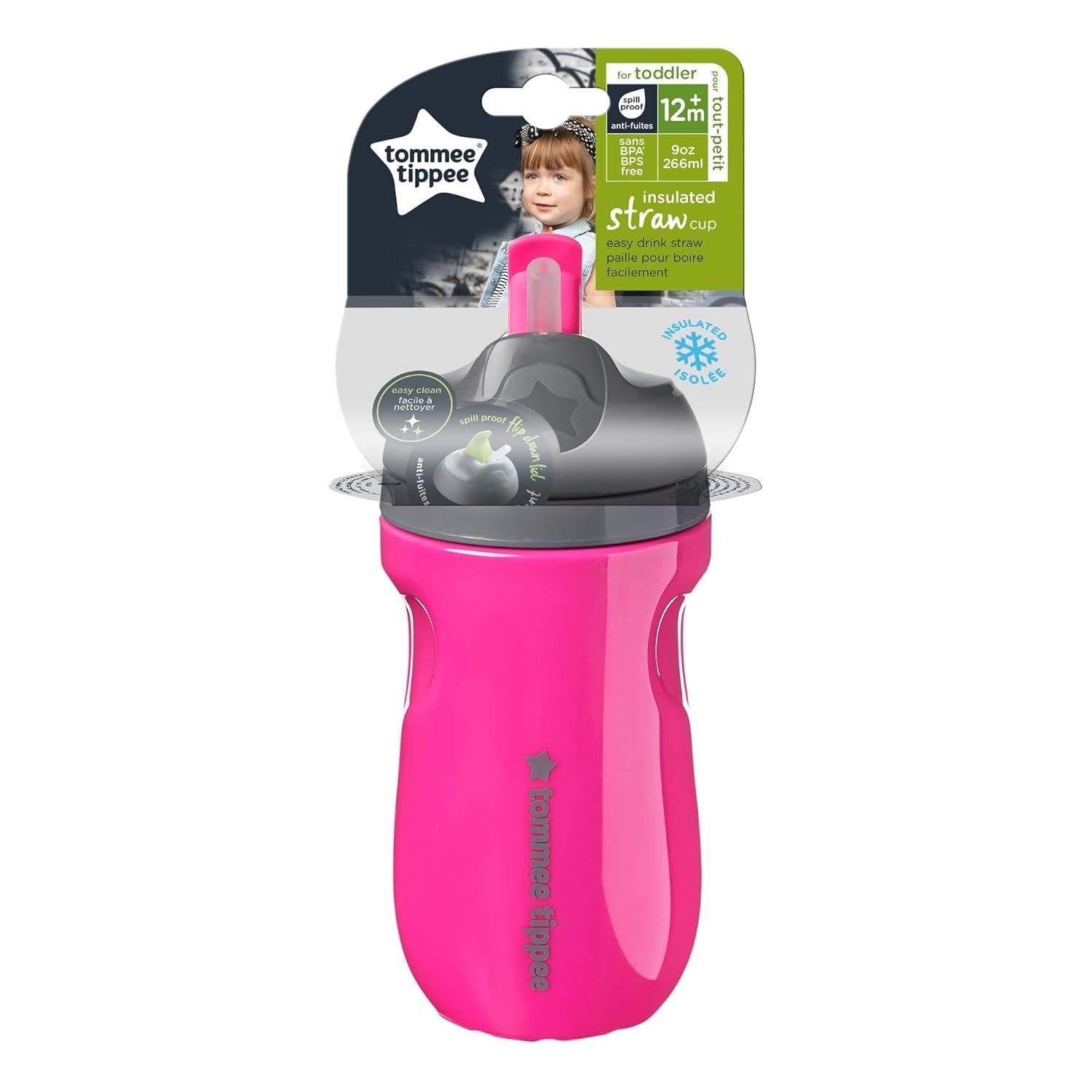 TOMMEE TIPPE Insulated Straw Cups Spill-Proof 9oz 12m+ BEST 