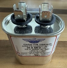 AmRad Oval Run Capacitor 10 MFD 370/440v Made In USA