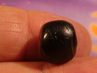 ANCIENT INDOTIBETAN EASTERN ASIA BANDED CHUNG DZI AGATE BARREL BEAD 13.1 10.9 mm