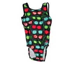 Plum Practicewear Gymnastics Leotard Retro 1980’s Style Sunglasses Print XS