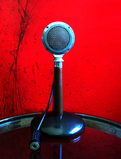 Vintage RARE 1930's American model C-9 crystal microphone w period Astatic stand