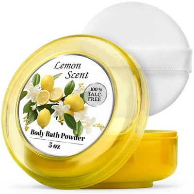 Body Powder for Women with Powder Puff, 100% Talc-Free, Luminous Lemon Scented