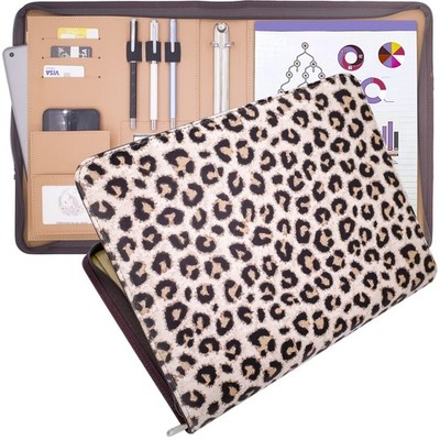 Leather Portfolio Three Ring Binder 1 Inch for Women - Document Organizer Wit...