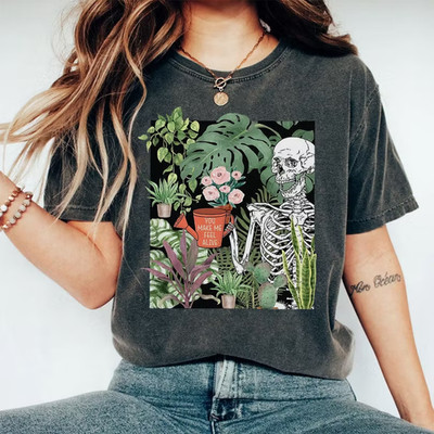 You Make Me Feel Alive T-Shirt Skeleton Plants Gardening Vintage Tee