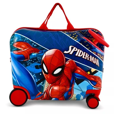 FAST FORWARD MARVEL KID'S SPIDERMAN HARDSIDE CARRY ON RIDE-ON SUITCASE, RED/BLUE