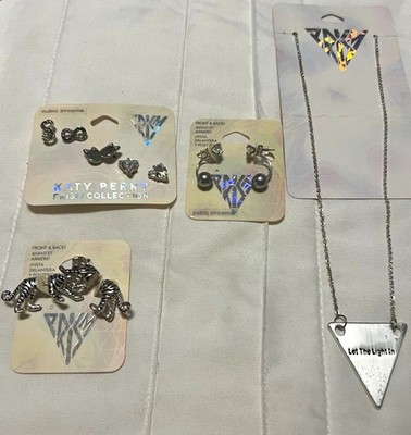 Katy Perry Prism Collection Claire's LOT 4 CZ Tiger Earrings & Pendant Necklace