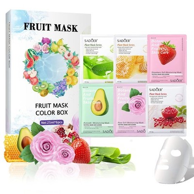 Feuchtigkeitsspendende Gesichtsmasken 6er Set Erdbeere Avocado Honig Granatapfel