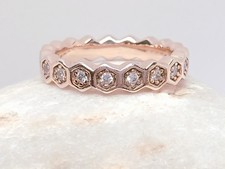 Size K Veronese Sterling Silver 925 Ring 18k gold plated CZ clear stones ladies